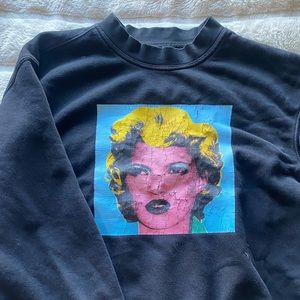 Black crew neck with Bansky Marilyn Monroe Painting